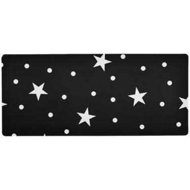 Imagem de Tapete de mesa grande com bolinhas pretas para jogos, 80 x 30 cm, superfície durável para movimentos precisos do mouse, base antiderrapante