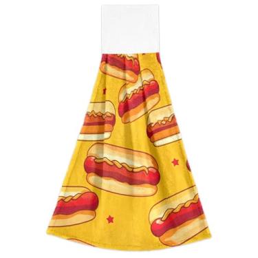 Imagem de Joisal Cachorros-quentes fofos amarelos toalhas de cozinha penduradas no outono toalha de forno toalha altamente absorvente para cozinha banheiro conjunto de 2, 18,2 x 14 polegadas