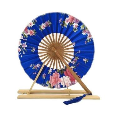 Imagem de Leque Redondo Japonês Portátil E Dobrável Para Mulheres, Leque Decorat