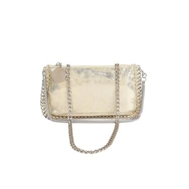 Imagem de OYOANGLE Bolsas femininas pequenas transversais com corrente com zíper e alça crescente com 3 alças bolsa moderna, Dourado, One Size, Macio