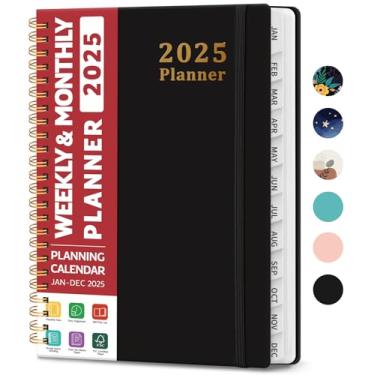 Imagem de Agenda 2025 – Agenda semanal e mensal com encadernação espiral, janeiro de 2025 a dezembro de 2025, capa dura 2025, agenda agenda com abas, bolso interno, perfeito para escritório, casa, material