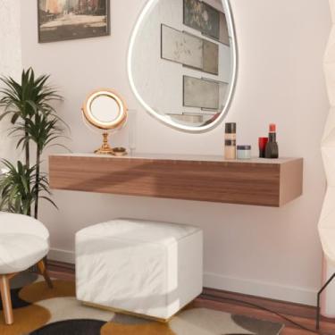 Imagem de Escrivaninha Penteadeira，Penteadeira Com Gaveta 100CM Console Camarim Com Corrediças Metalicas(Freijó Escuro)