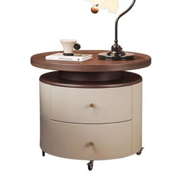 Imagem de Mesa de cabeceira, mesa de cabeceira moderna com gaveta de armazenamento, mesa de cabeceira de madeira para sala de estar, armário, design de perfil curvo, para quarto, sala de estar, escritório