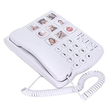 Imagem de ZJchao Telefone Grande Com Memória Fotográfica Amplificada, Telefone Fixo Com Fio para Idosos, Material ABS Premium, de Mesa Resistente, Fácil de Usar, Plug Play, Cor Branca