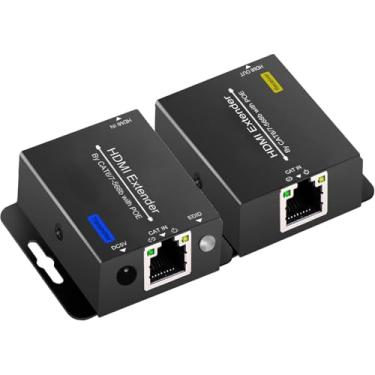 Imagem de Extensor HDMI 60M sobre CAT6 CAT7 RJ45 ethernet para conversor HDMI de 59,7 m extensão LAN suporte POC 1080p 3D EDID Copy Deep Color compatível com PC PS4 Roku fonte de alimentação unilateral