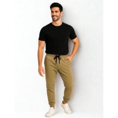Imagem de Calça de Moletom Masculina Jogger Caramelo Básica Forrado Felpudo Flanelado com Bolso-Masculino