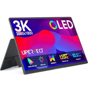Imagem de UPERFECT Monitor portátil OLED de 35.6 cm, 3K 2880 x 1800 | 120Hz | Monitor de jogos portátil de 0,1 ms, 500 nits | 120% DCI-P3 | Contraste 500000:1 | Design ultrafino para consoles de jogos de laptop
