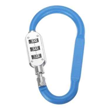 Imagem de PATIKIL Fechaduras combinadas de 10 cm, clipe de combinação de bloqueio de 3 dígitos, cadeado de anel em D para mala, bagagem, viagem, mochila, cabo, elo, corrente de capacete, azul