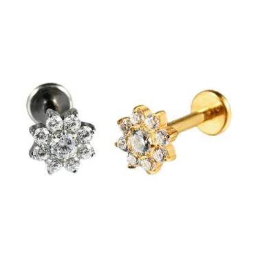 Imagem de Brincos De Piercing Corporal Em Titânio Puro 16G Com Flor De Trevo Par
