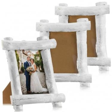 Imagem de Thyle 3 porta-retratos de madeira 13 x 18 cm com vidro temperado à prova de estilhaçamento, visor horizontal e vertical para parede e mesa