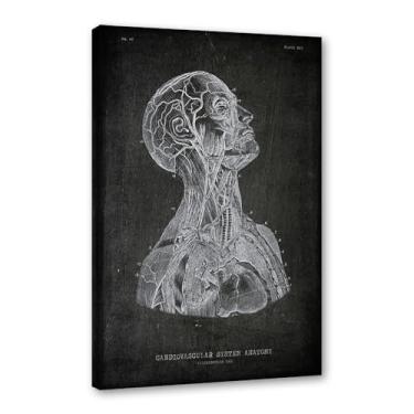 Imagem de Arte vintage de anatomia humana – pintura em tela de educação médica esqueleto humano gaiola cérebro coração anatomia pôster para decoração de casa de clínica hospitalar (SKU5,20.3x30.5 cm = (20x30 cm