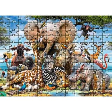 Imagem de 4 Quebra-Cabeça Cognitivo Idosos Animais Selvagens 60 pc - Coleção TEA