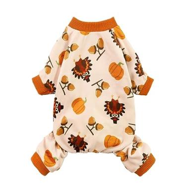 Imagem de Fitwarm Pijama de Ação de Graças Peru para Cachorro, Roupas Divertidas de Inverno para Cães Pequenos Meninos, Macacões para Animais de Estimação, Macacão de Gato com Pés, Veludo Leve, Laranja, Grande