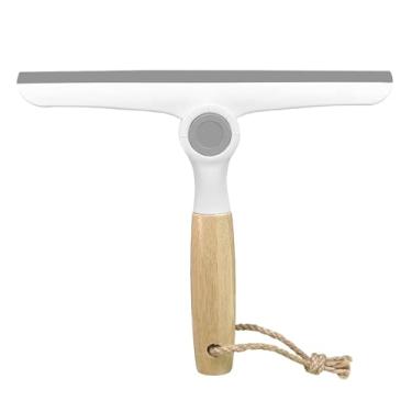 Imagem de NBGYTECH Rodo de janela raspador de limpeza doméstica rodo de mão para chuveiro espelho de porta de vidro para-brisa de carro (alça de bambu branca)