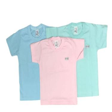 Imagem de Camiseta Infantil Manga Curta Bebe Malha Lisa Básica  Menina e Menino 