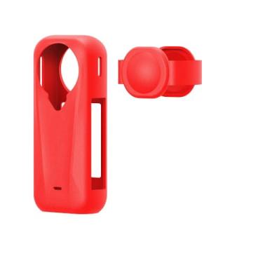 Imagem de Capa de silicone para Insta360 X4 Air, capa protetora e protetor de lente, vermelho, Capa protetora e protetor de lente