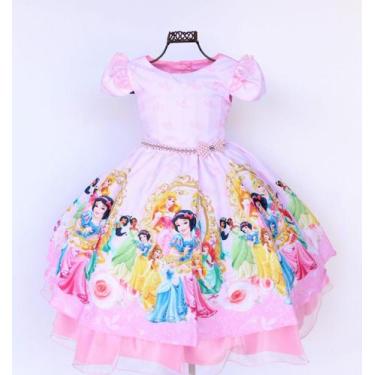 Imagem de Vestido Infantil De Festa Princesas Luxo Com Tiara - Pingo De Gente Ki