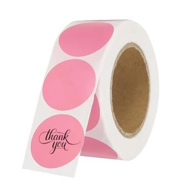 Imagem de PATIKIL 500 etiquetas térmicas redondas, adesivos coloridos de 2,5 cm para impressão térmica, escritório, decoração de casa, diário, lista de tarefas, caderno de viagem, rosa