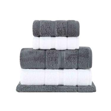 Imagem de Jogo de Toalhas de Banho com 05 Peças Vision Dual Air Branca e Cinza - Buddemeyer