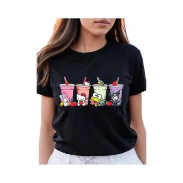 Imagem de Camiseta Feminina De Manga Curta Com Estampa Da Hello Kitty, Cão Yugui