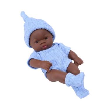 Imagem de Boneca Bebê Reborn De Vinil Macio Preta De 20cm, Brinquedo Fofo Para M