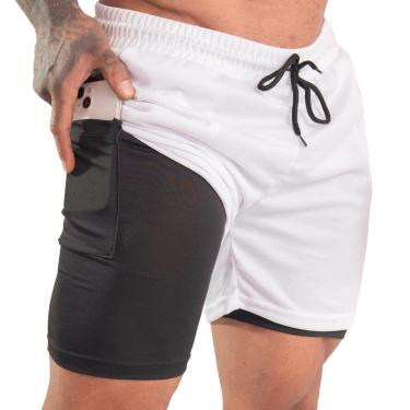 Imagem de Short Duplo 2 Em 1 Masculino Bolso Interno Para Academia Treino Corrida Fitness Anti Odor Uv-Masculino