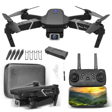 Imagem de Drone Dobrável com Câmera Dupla 4K, Controle por Celular Wi-Fi, 2 Baterias, 3 Velocidades, LED e Bolsa, Ideal para Iniciantes e Fotos Aéreas