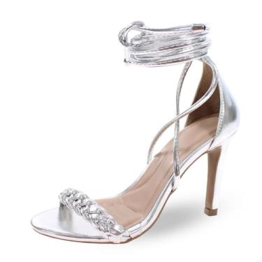 Imagem de Sandália Re&Ton Salto Fino Amarração Feminina FN16 (Prata, BR, Adulto, Numérico, 34)