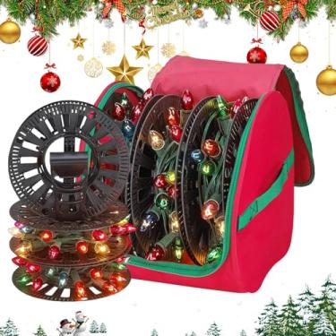 Imagem de Saco De Armazenamento Para Luzes De Natal - Organizador de Decoração Natalícia para Guirlandas | Organizador Doméstico Para Festas Jardim Escritórios - Acessório Para Festas