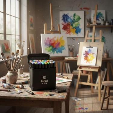 Imagem de Estojo com 36 Canetas Hidrográficas Coloridas Canetinhas Infantis Ponta Média Ideal para Escola, Desenho, Pintura, Arte, Escrita e Atividades Criativas