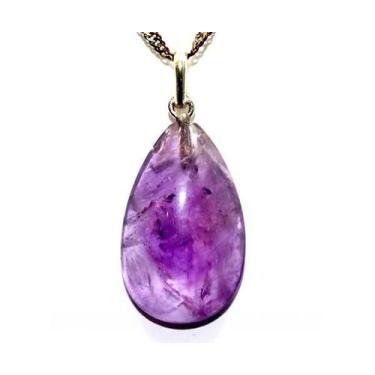 Imagem de Colar Pedra Ametista Gota Montagem Prata 950 Pino e Perinha - Cristais