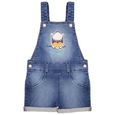 Imagem de Jardineira Infantil Look Jeans Curta Jeans Moletom - UNICA - 01-Masculino