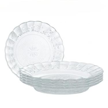 Imagem de Kit de 12 Pratos Egípcio Decorados - Vidro Reforçado 22cm para Mesa Posta, Jantar e Eventos, Elegância e Resistência (Kit 12 Pratos Egípcio)