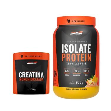 Imagem de Whey Isolado New Millen Zero Lactose Pote 900 e Creatina-Unissex
