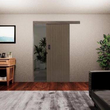 Imagem de Porta de Correr Madeira 215x90cm Sobrepor Reversível Melamínico Mgm Ab