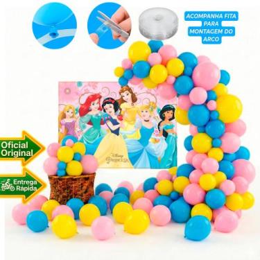 Imagem de Kit festa Princesas Decoração Aniversário Painel+ 150 balão - Piffer -