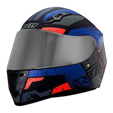 Imagem de Capacete Moto Unissex X11 Trust Pro Ballads Com Viseira Extra (Azul+Laranja, 60)