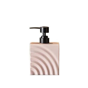 Imagem de Dispensador de sabão de cerâmica para casa de banho com bomba Hotel banheiro chuveiro gel loção garrafa bomba líquido (rosa)
