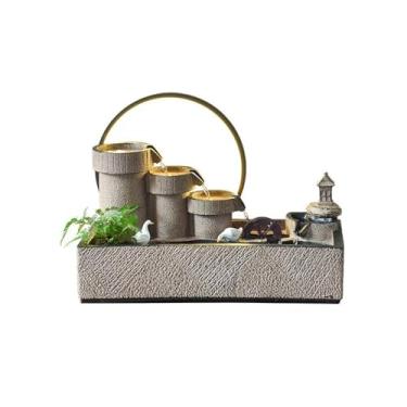 Imagem de x3anggyt5 Fonte de água interior simples fonte ornamentos de água atrair riqueza Feng Shui roda decorativa sala de estar desktop circulante fontes de mesa de água