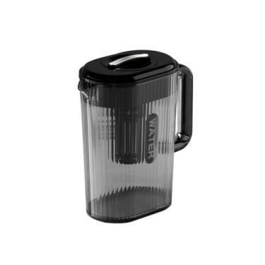 Imagem de Jarra de água grande com tampa e bico garrafa de bebida recipientes de chá frio de plástico jarro de geladeira gelada chaleira de chá gelado (preto)