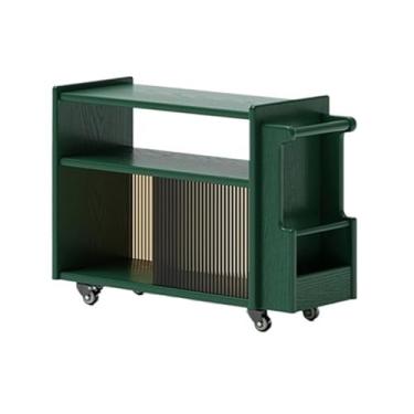 Imagem de x3anggyt5 Mesa de centro mesa lateral de sofá com rodas para armário doméstico rack de carrinho de armazenamento mesa lateral (verde)