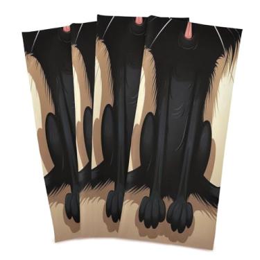 Imagem de Wassud Toalhas de cozinha assustadas gato preto panos de prato de cozinha pacote com 4 panos de prato macios com laço para pendurar toalha de mão super absorvente de secagem rápida toalhas de chá de