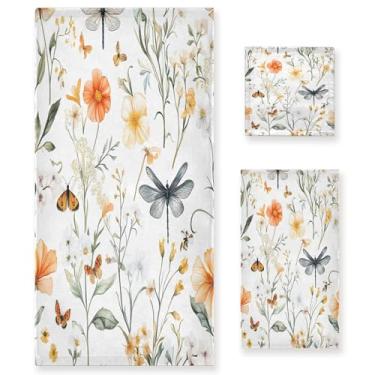 Imagem de xigua Wildflowers Conjunto de toalhas de banheiro absorventes macias 3 peças toalha de banho toalha de mão toalhas decorativas para banheiro, academia, hotel, praia, piscina