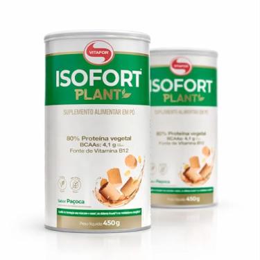 Imagem de Kit 2 Isofort Plant da Vitafor Sabor Paçoca 450g