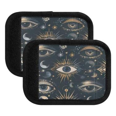 Imagem de Qilmy Mysterious Tribe Sun Eye Bagagem Alça Embrulhada Pacote com 2 Identificadores de Bagagem Identificadores de Bagagem Conforto Pegas Capa para Carrinho de Viagem Bolsa Mala Avião Acessórios de