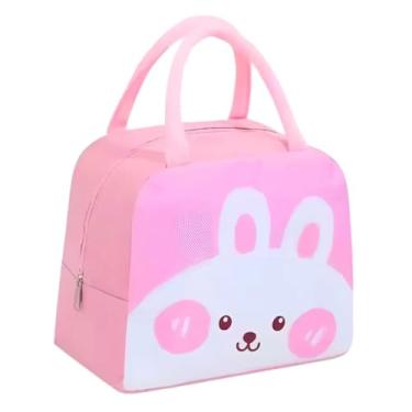 Imagem de Bolsa Térmica Marmita Lancheira Sacola Em Poliéster Com Ziper De Segurança Impermeável 7 Litros Cinza, Preta, Rosa, Azul e Vermelha Trabalho Academia Escola Passeio PREMIUM SYANG (Coelho)