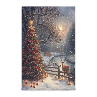 Imagem de xigua Conjunto de 1 panos de prato de cozinha de árvore de Natal, toalhas de cozinha macias e altamente absorventes de secagem rápida para limpeza de pratos e limpeza à mão, 71 x 45 cm