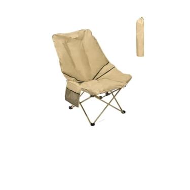 Imagem de Cadeira relaxante para acampamento, encosto alto, ultraleve, dobrável, portátil, 120 kg, caminhada, pesca, cadeira dobrável (cáqui)