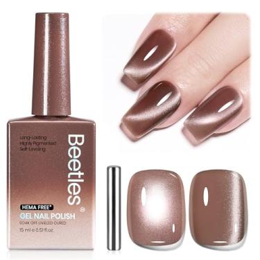 Imagem de Esmalte Beetles Brown Cat Eye Gel – Amber Hour Cat Eye Gel Polish, 15 ml Glitter Marrom Magnético Gel Esmalte Gelatina Transparente Efeito Translúcido Absorver UV Arte em Unhas Francesas Presente de