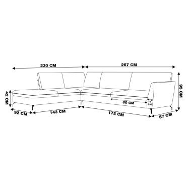 Imagem de Sofá de Canto Chaise Esquerdo 267 cm Olívia Suede Bordô - Gran Belo
